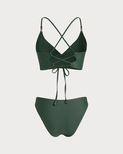 Yeşil Çapraz Tankini Set