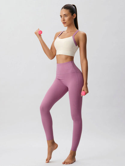 Pembe Yüksek Bel Hızlı Kuruyan Leggings