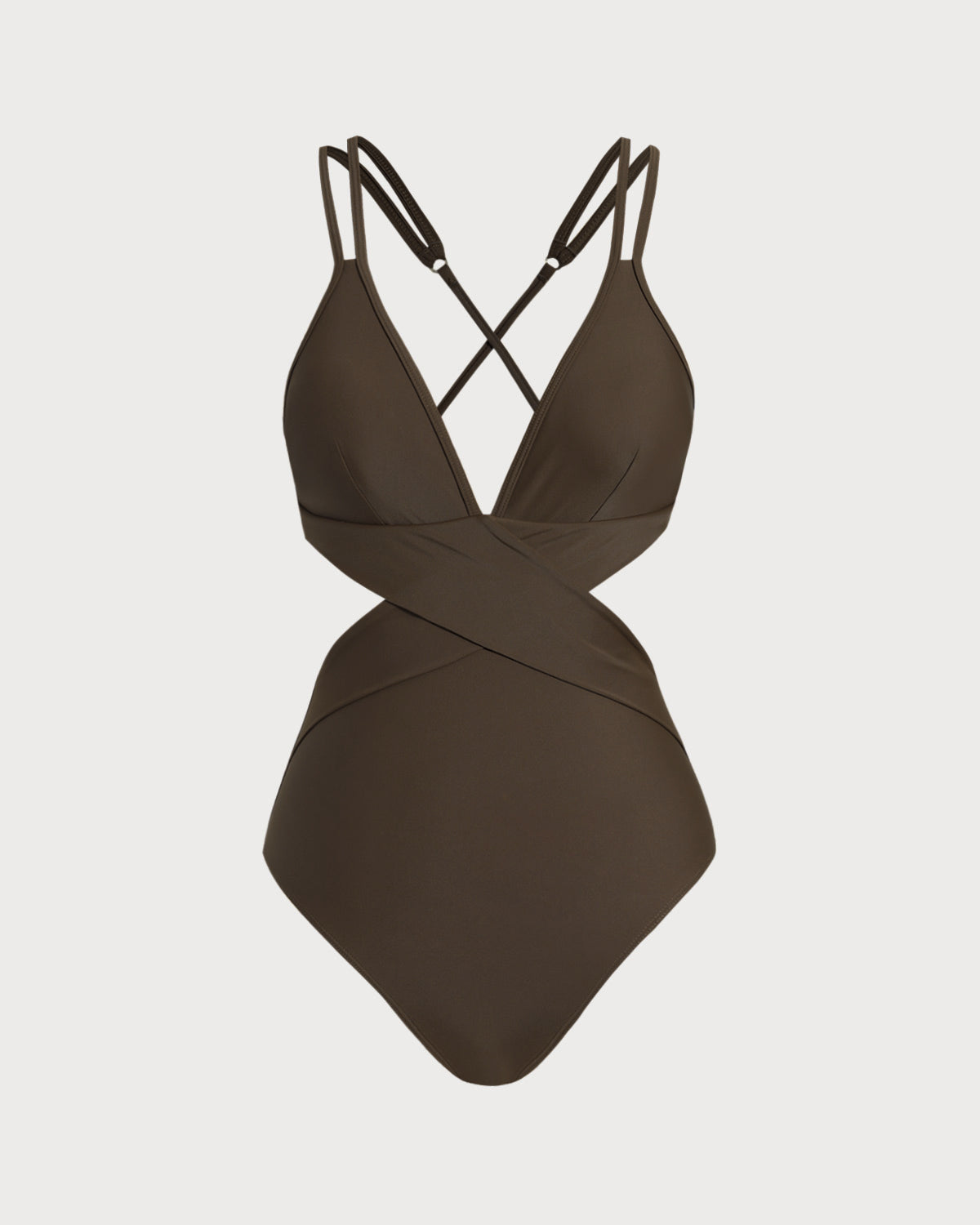 Kahve Çapraz Tek Parça Mayo Swimwear