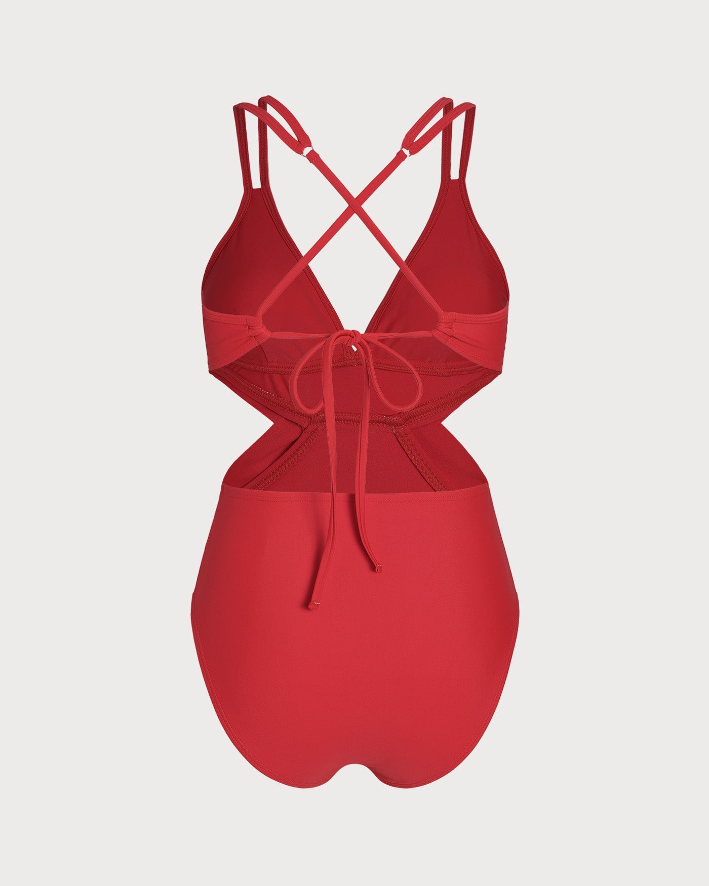 Kırmızı V Yaka Bralet Tek Parça Mayo