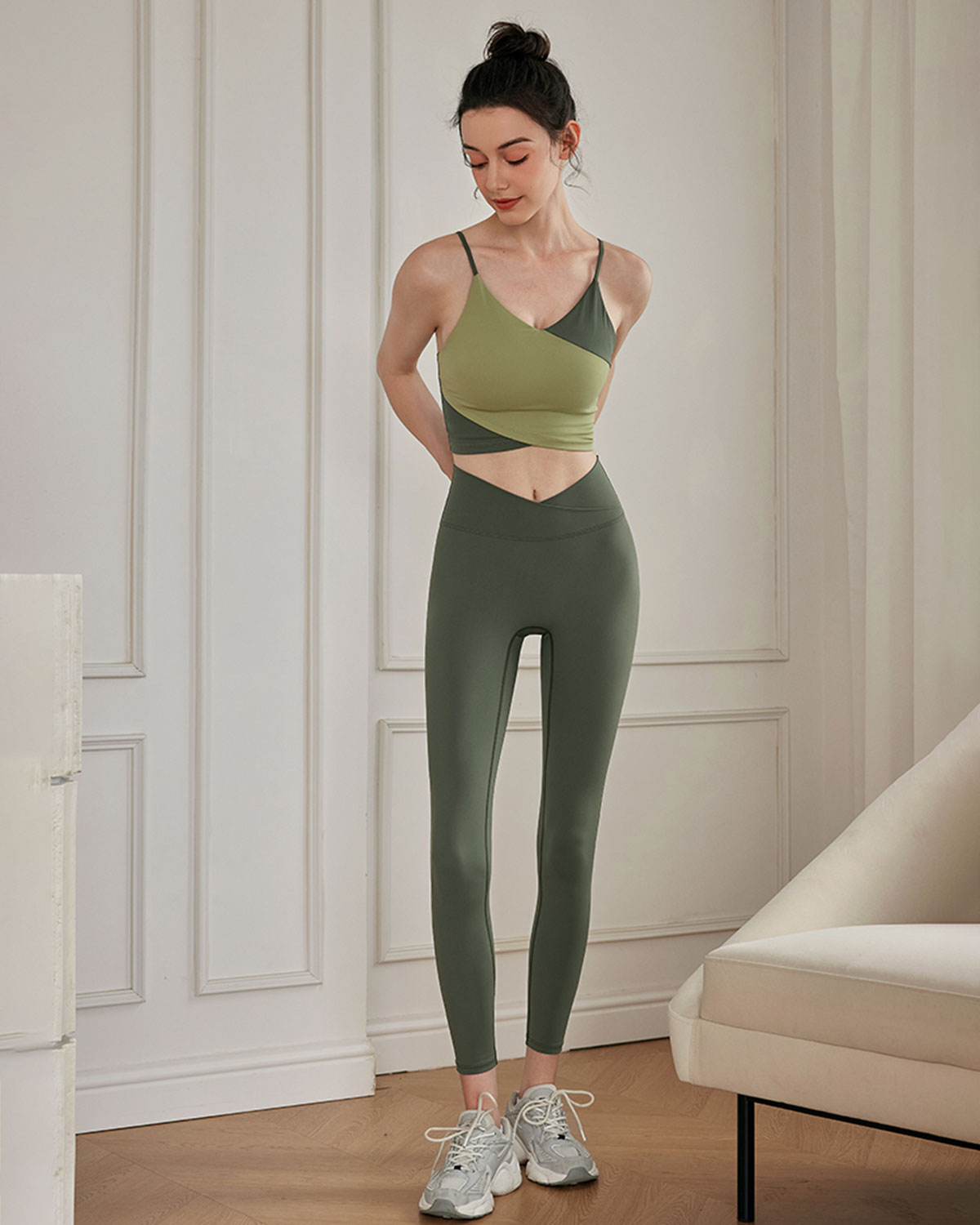 Yeşil Contrast Camis - Medium Support