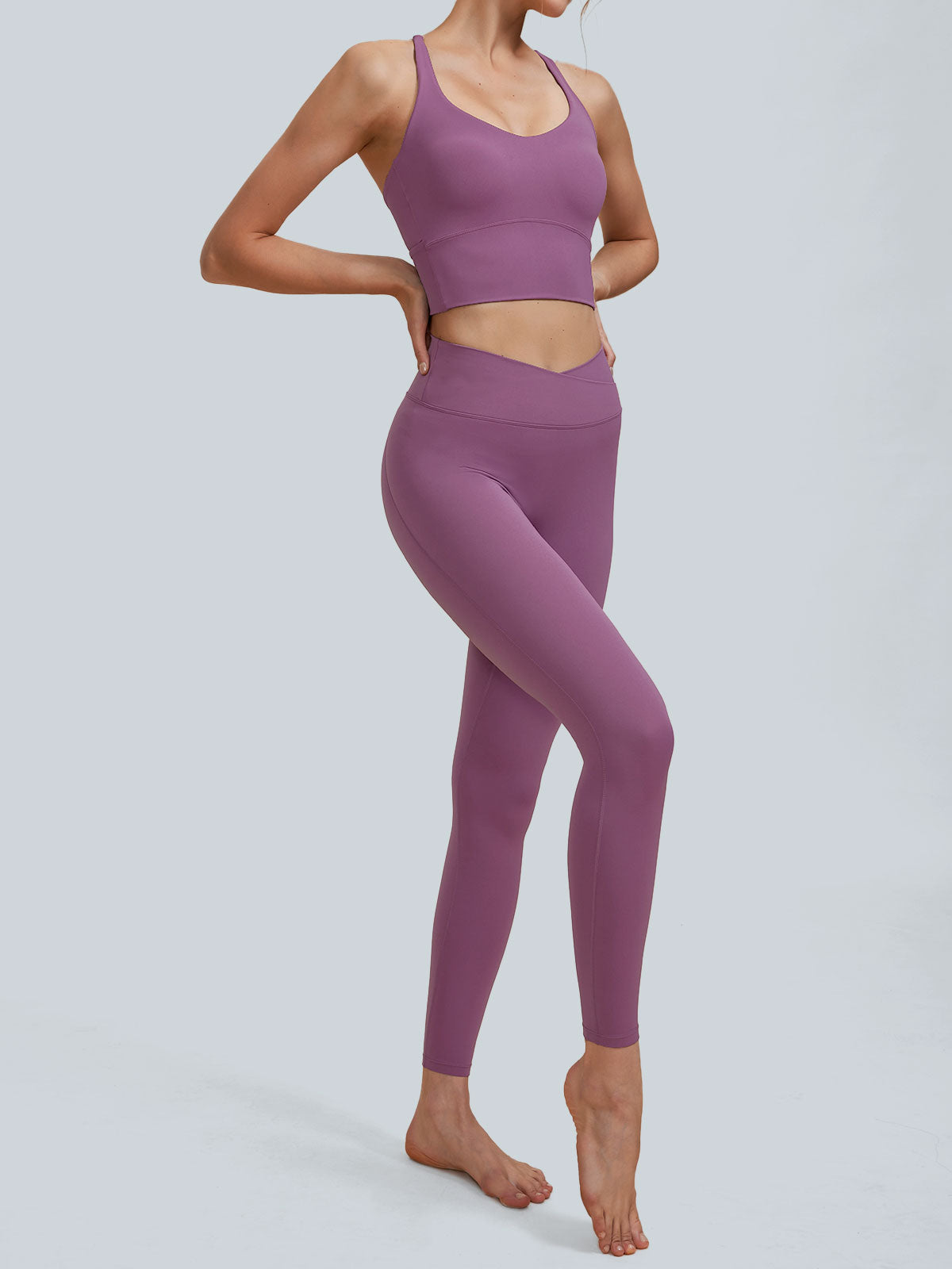 Mor Yüksek Bel Leggings