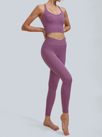 Mor Yüksek Bel Leggings