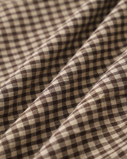 Kahverengi Ekoseli Düğmeli Pileli Midi Elbise