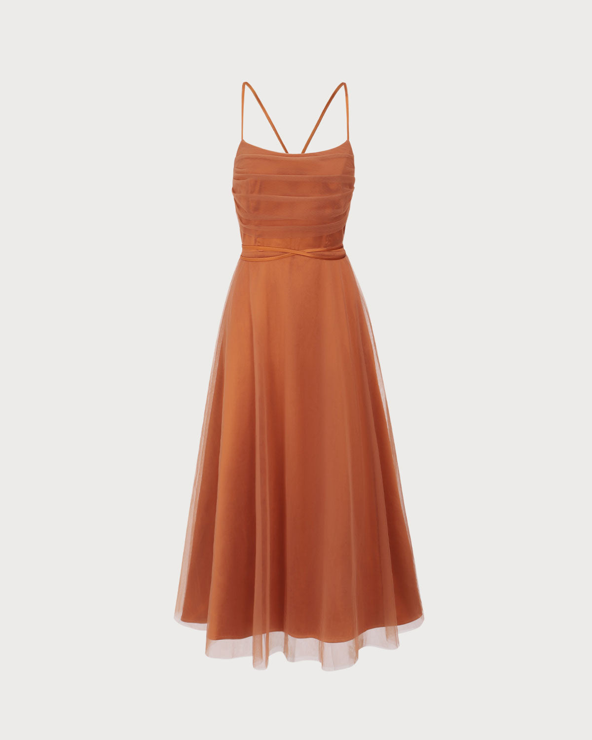 Karamel File Flowy Slip Midi Elbise