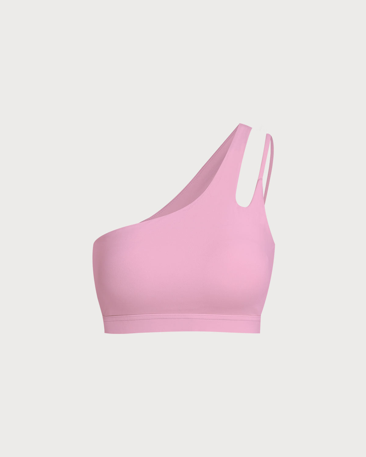 Pembe Crop One Shoulder Yoga Cami Üst - Hafif Destekli