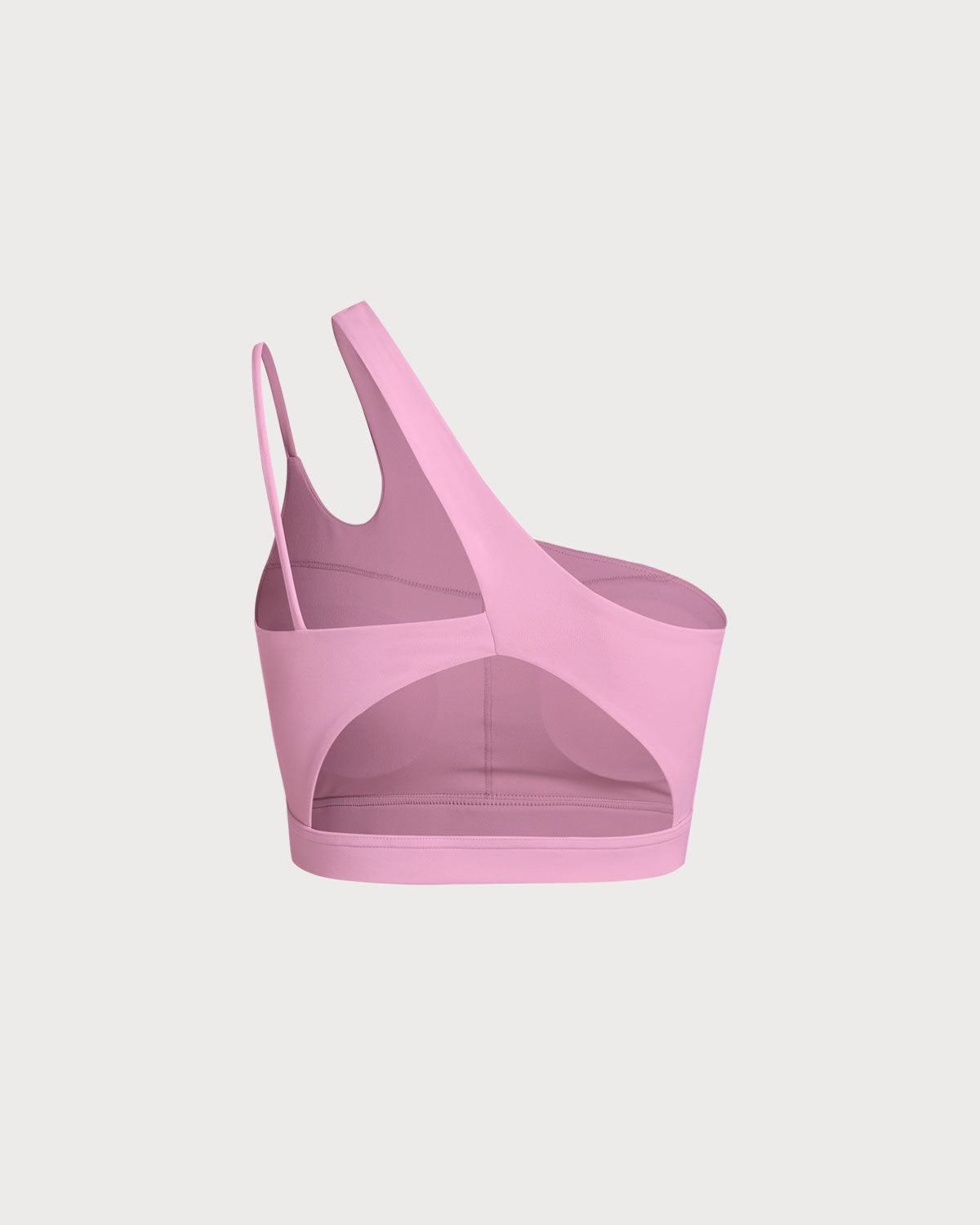 Pembe Crop One Shoulder Yoga Cami Üst - Hafif Destekli