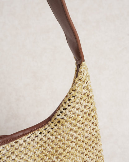 Haki Straw Weaving Çanta