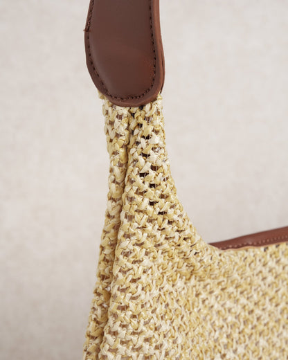 Haki Straw Weaving Çanta