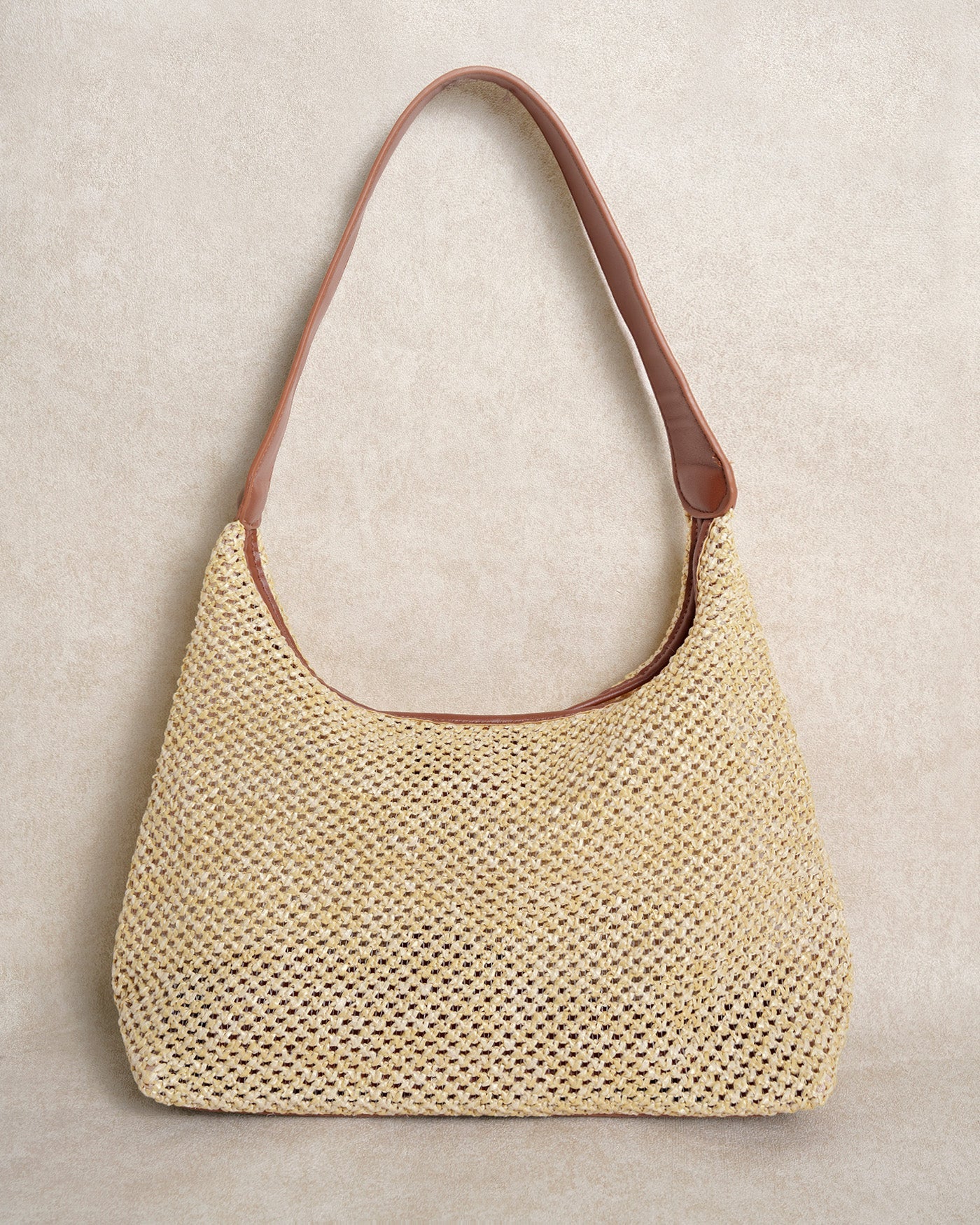 Haki Straw Weaving Çanta