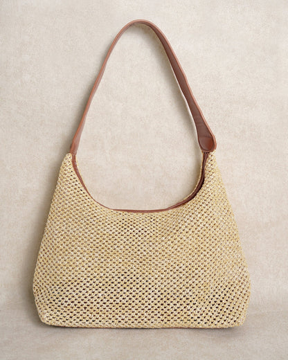 Haki Straw Weaving Çanta