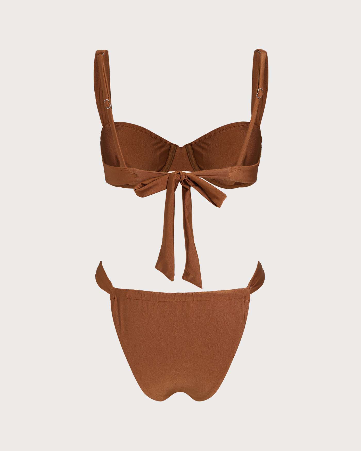 Karamel Kalp Yaka Balenli Bikini Takımı