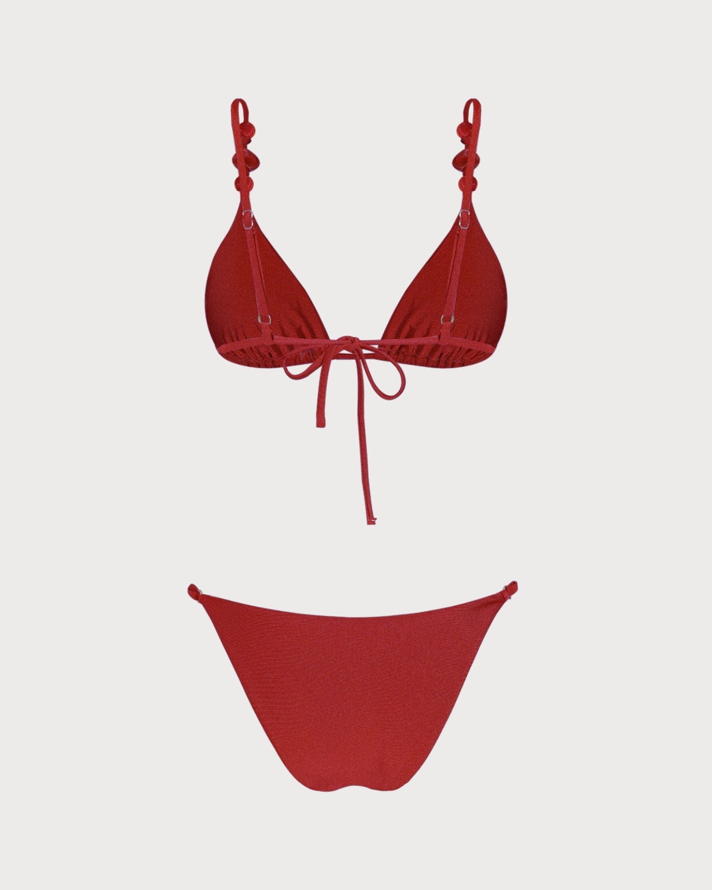 Kırmızı V Yaka Üçgen Bikini Takımı