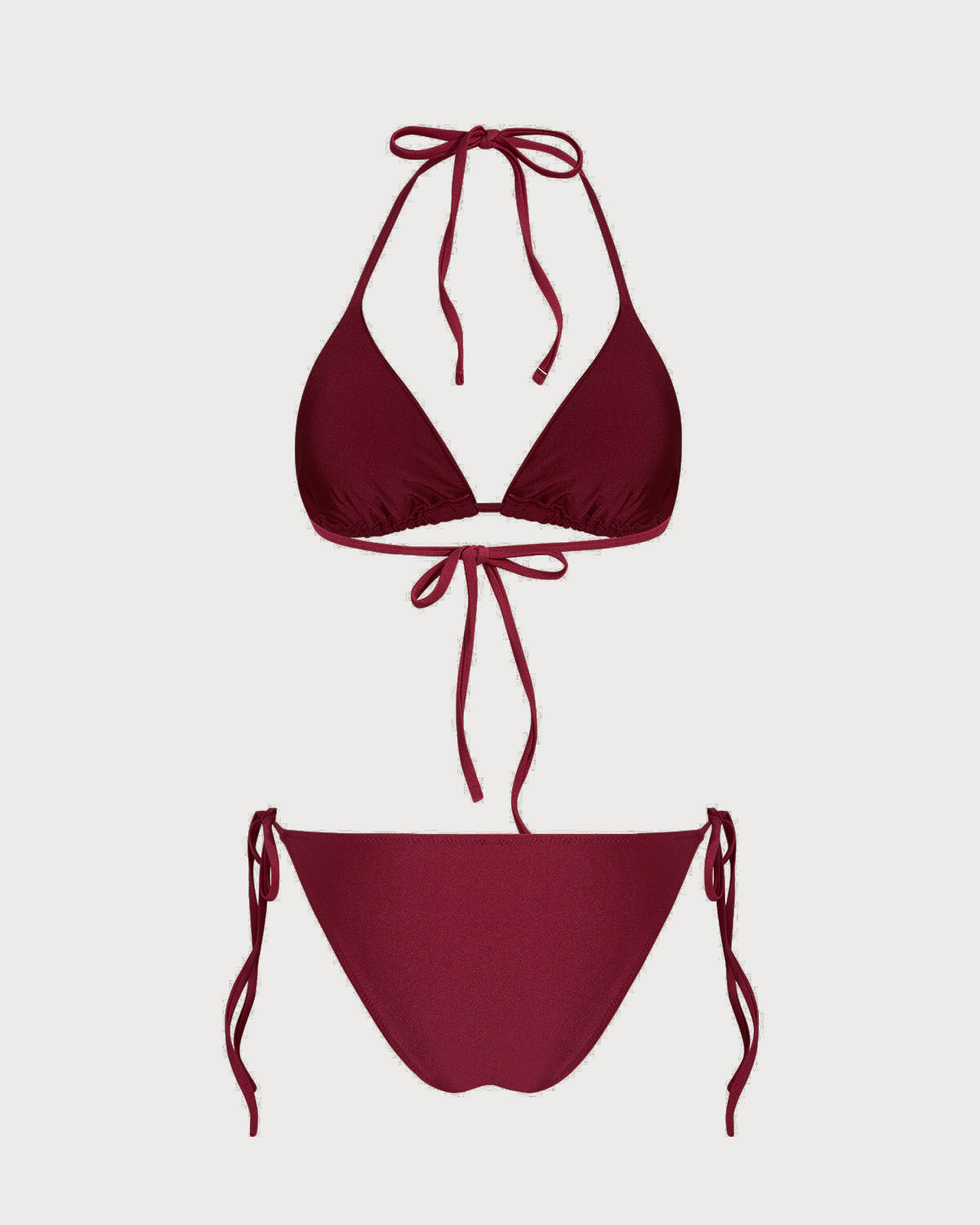 Kırmızı Üçgen Büzgü Bağlamalı Bikini Takımı