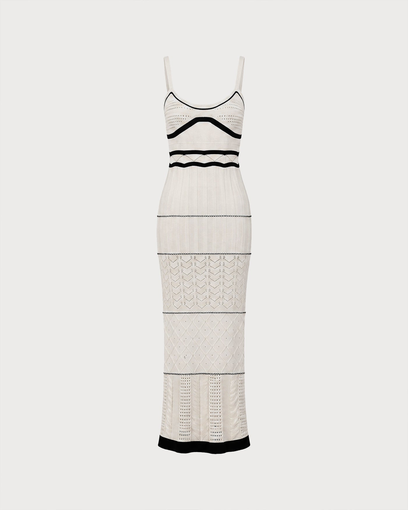 Bej Kontrast Dokulu Slip Maxi Elbise