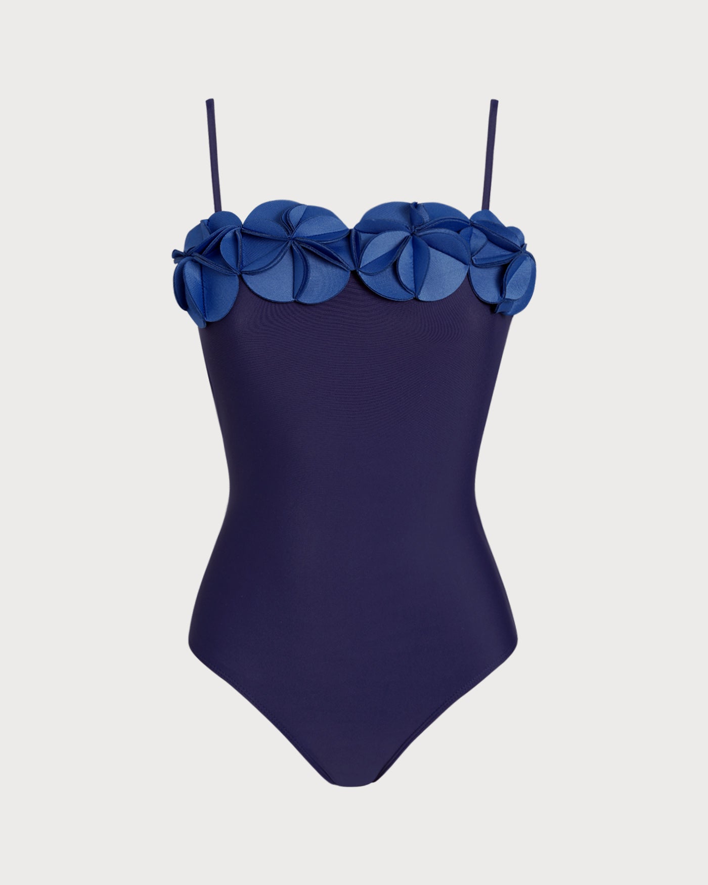 Mavi Çiçek Desenli Tek Parça Mayo Swimwear