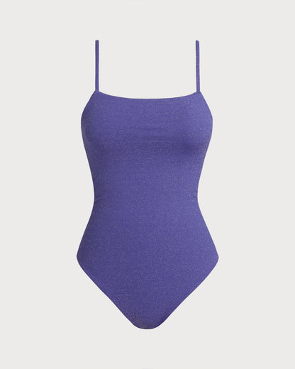 Mor Çapraz Yüksek Esnek Tek Parça Mayo Swimwear