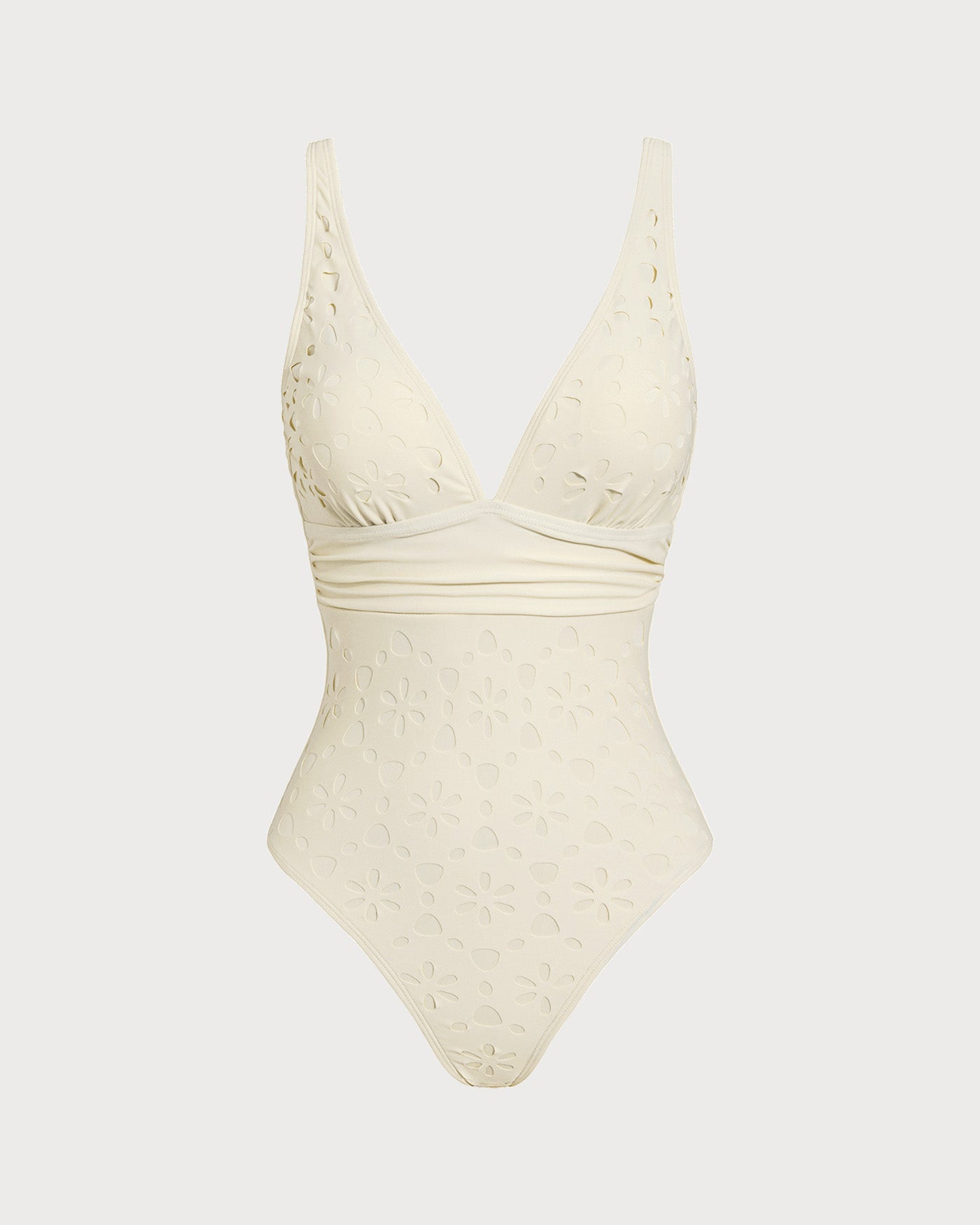 Kırık Beyaz Bralet Tek Parça Mayo Swimwear
