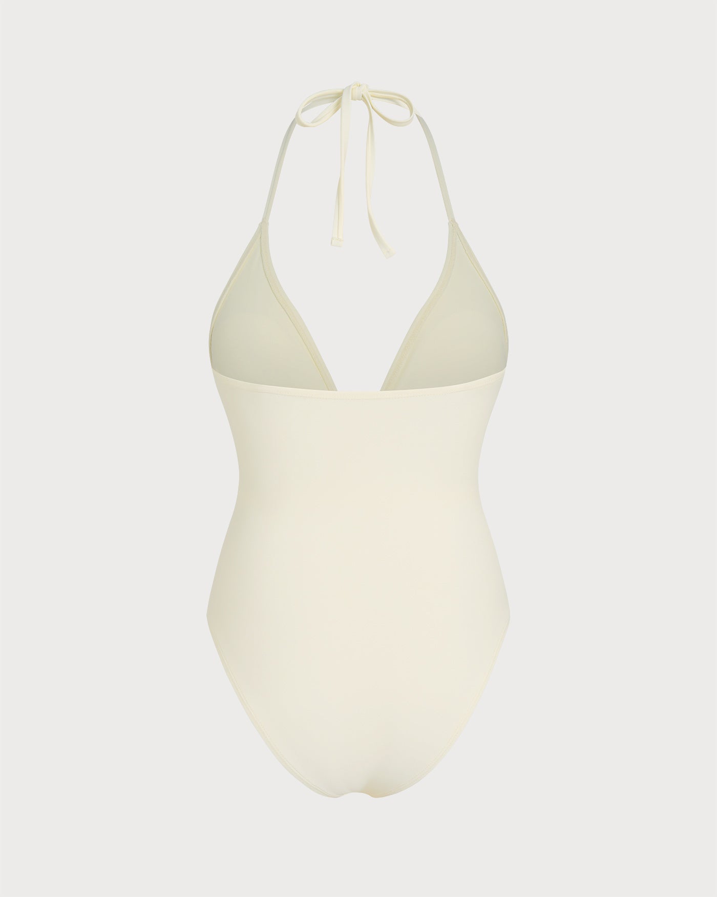 Kırık Beyaz Boyundan Bağlamalı Bralet Tek Parça Mayo Swimsuit