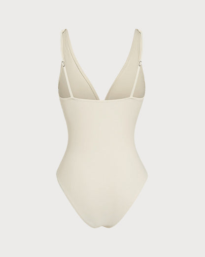 Kırık Beyaz Bralet Tek Parça Mayo Swimwear