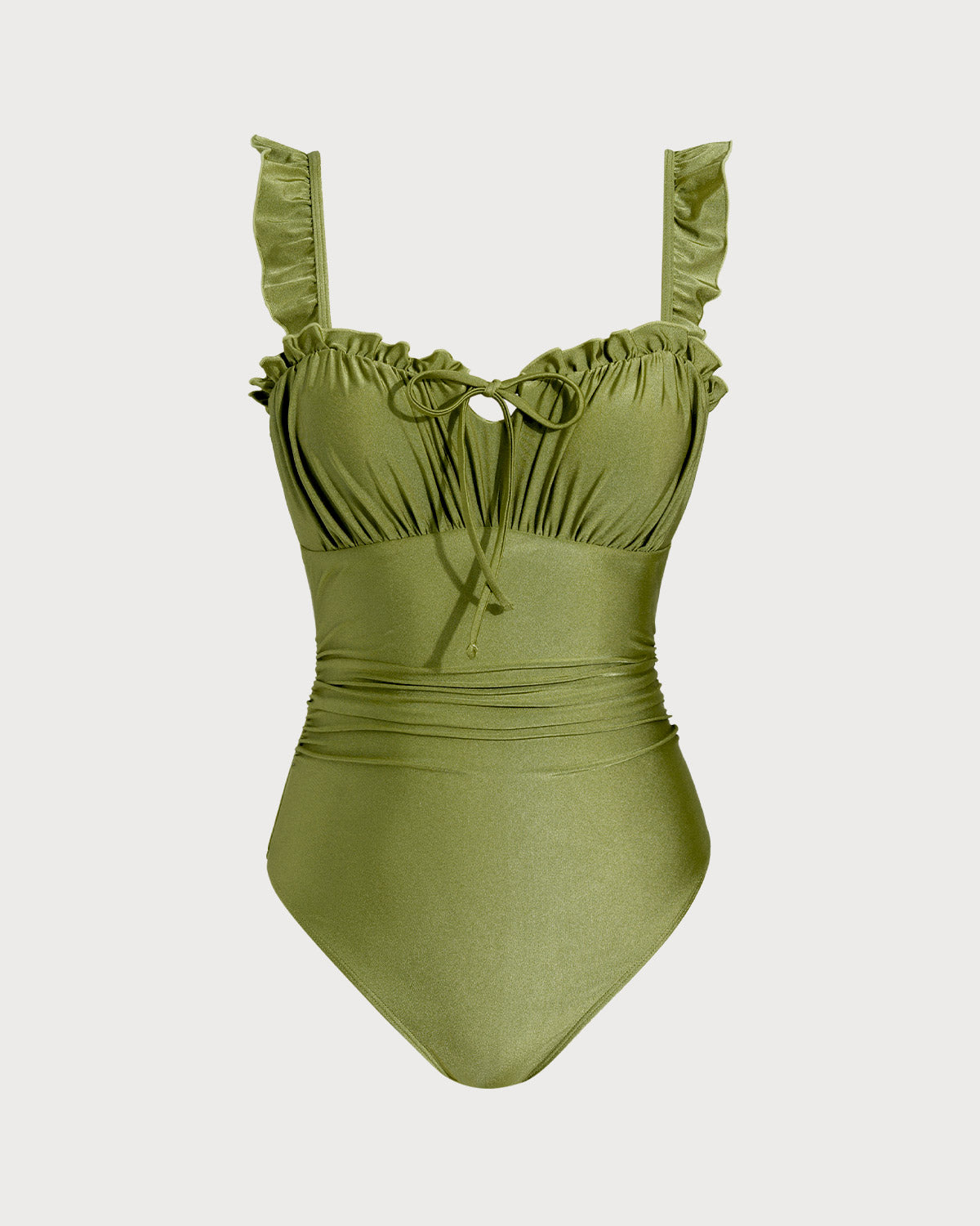 Yeşil Büzgülü Bralet Tek Parça Mayo Swimwear