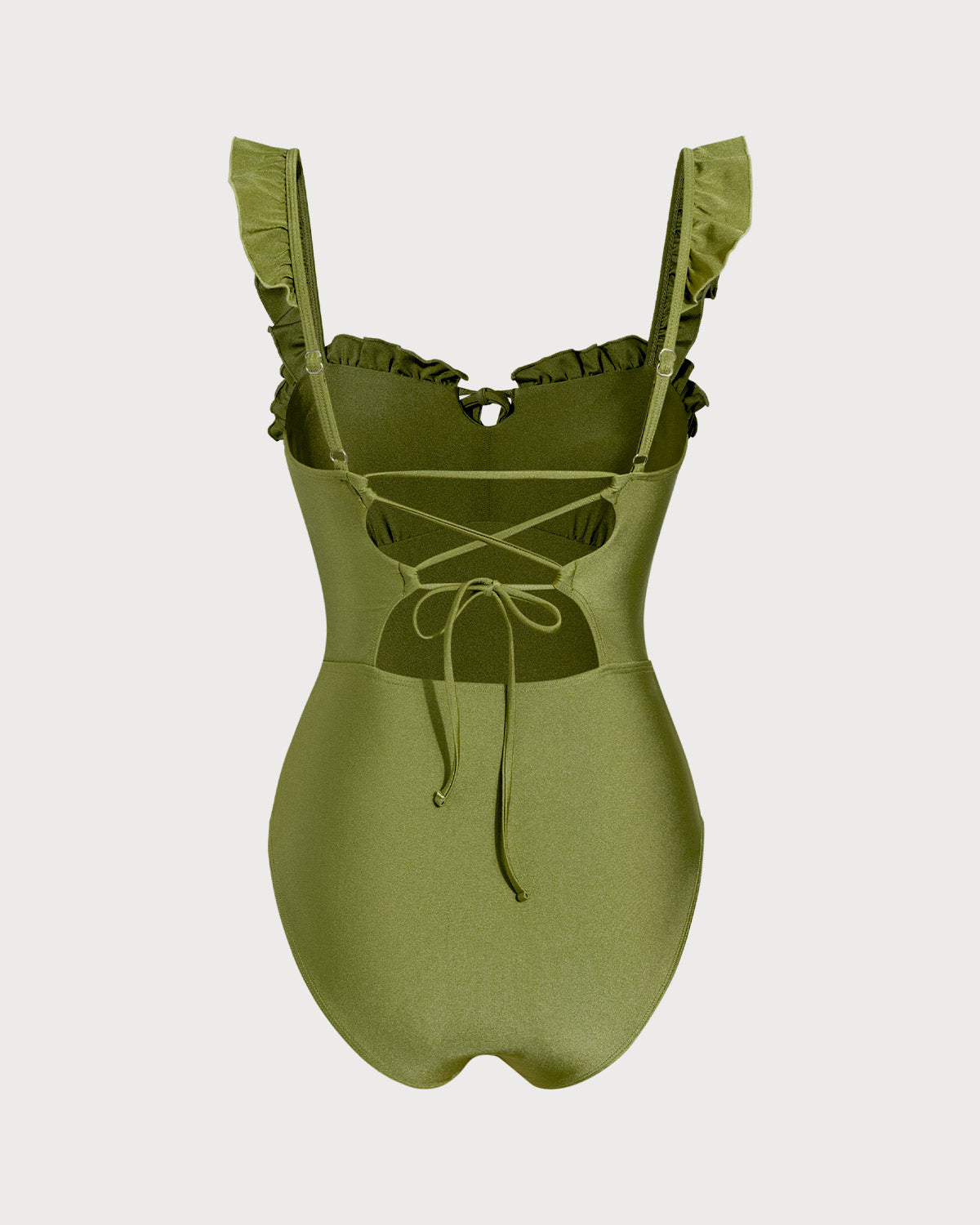 Yeşil Büzgülü Bralet Tek Parça Mayo Swimwear