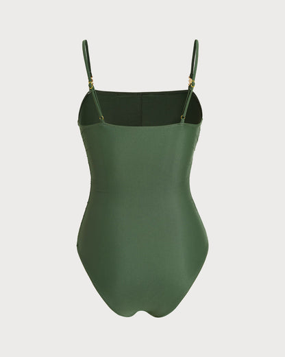 Yeşil Yüksek Esnek Tek Parça Mayo Swimwear