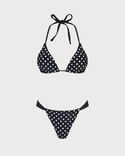 Siyah Puantiyeli Çift Taraflı Bikini Takımı