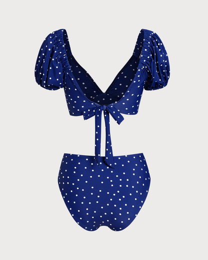 Saks Mavisi Puantiyeli Bikini Takımı