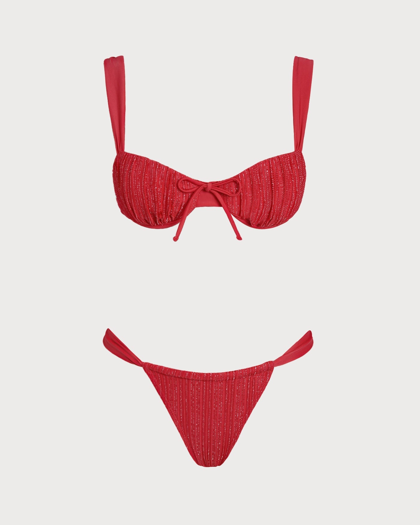 Kırmızı Payetli Balenli Bikini Takımı