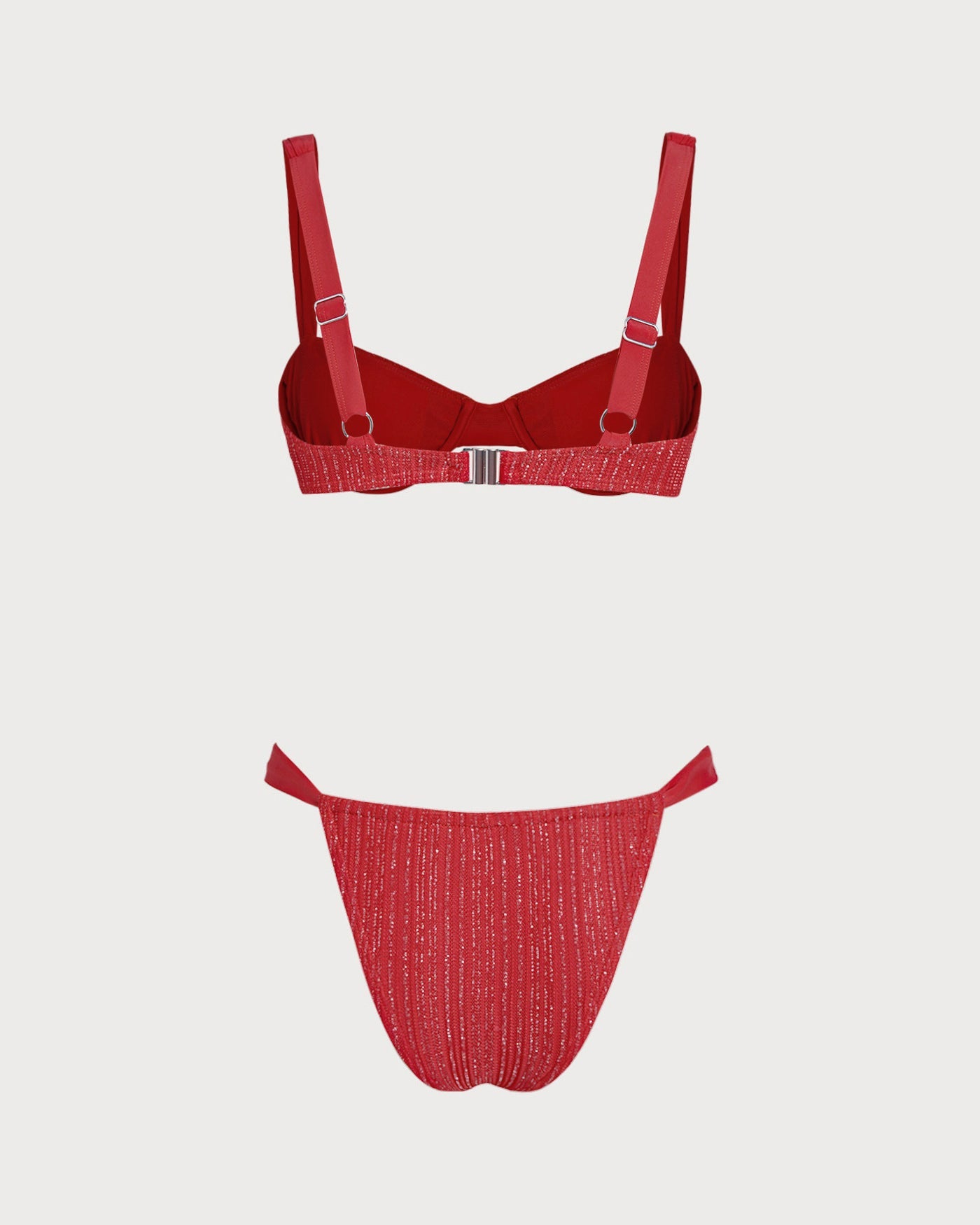Kırmızı Payetli Balenli Bikini Takımı