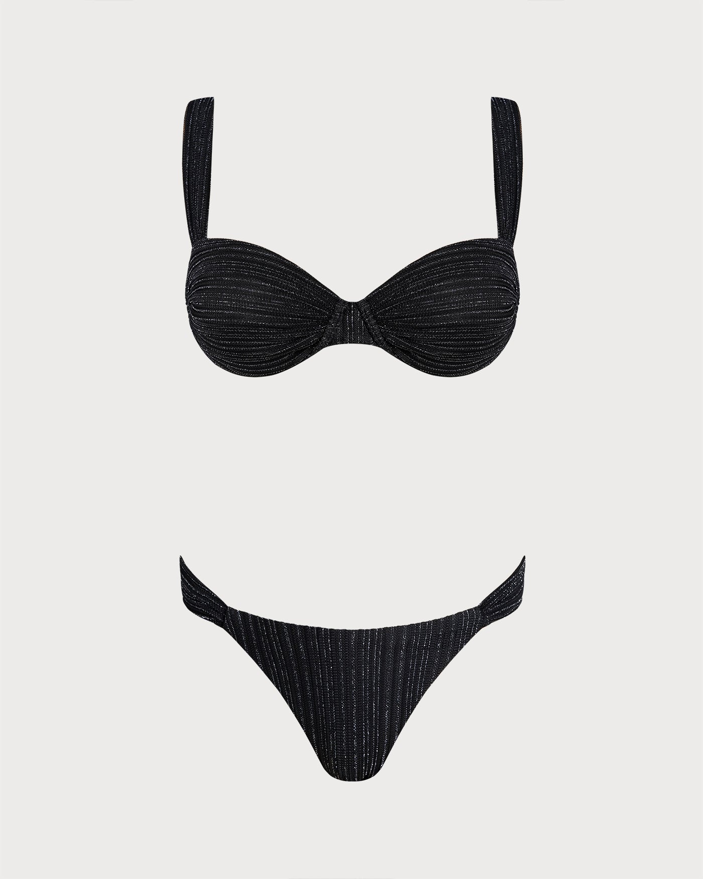 Siyah Payetli Balenli Bikini Takımı