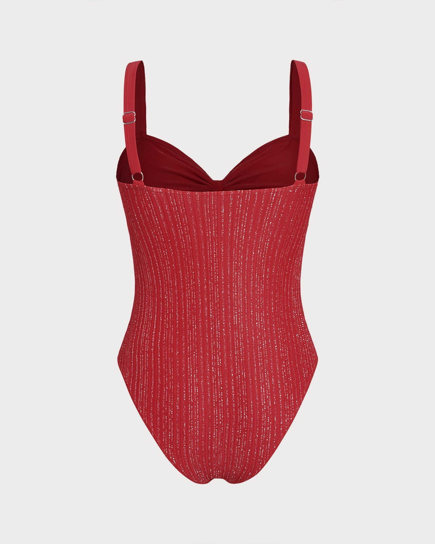 Kırmızı V Yaka Bralet Tek Parça Mayo Swimwear