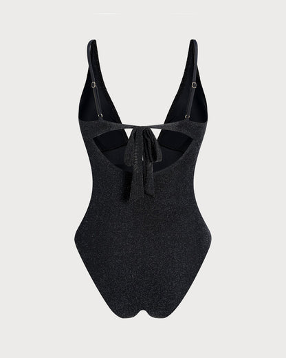 Siyah Payetli Bralet Tek Parça Mayo