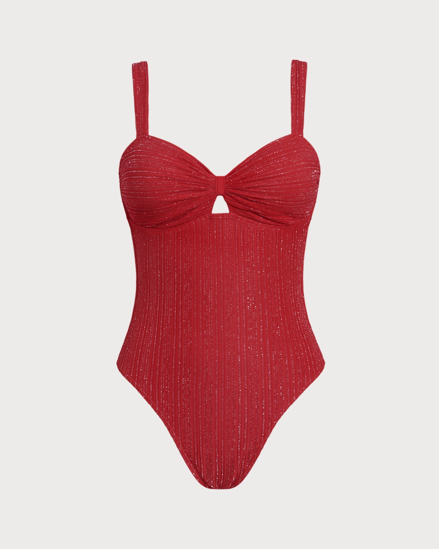 Kırmızı V Yaka Bralet Tek Parça Mayo Swimwear