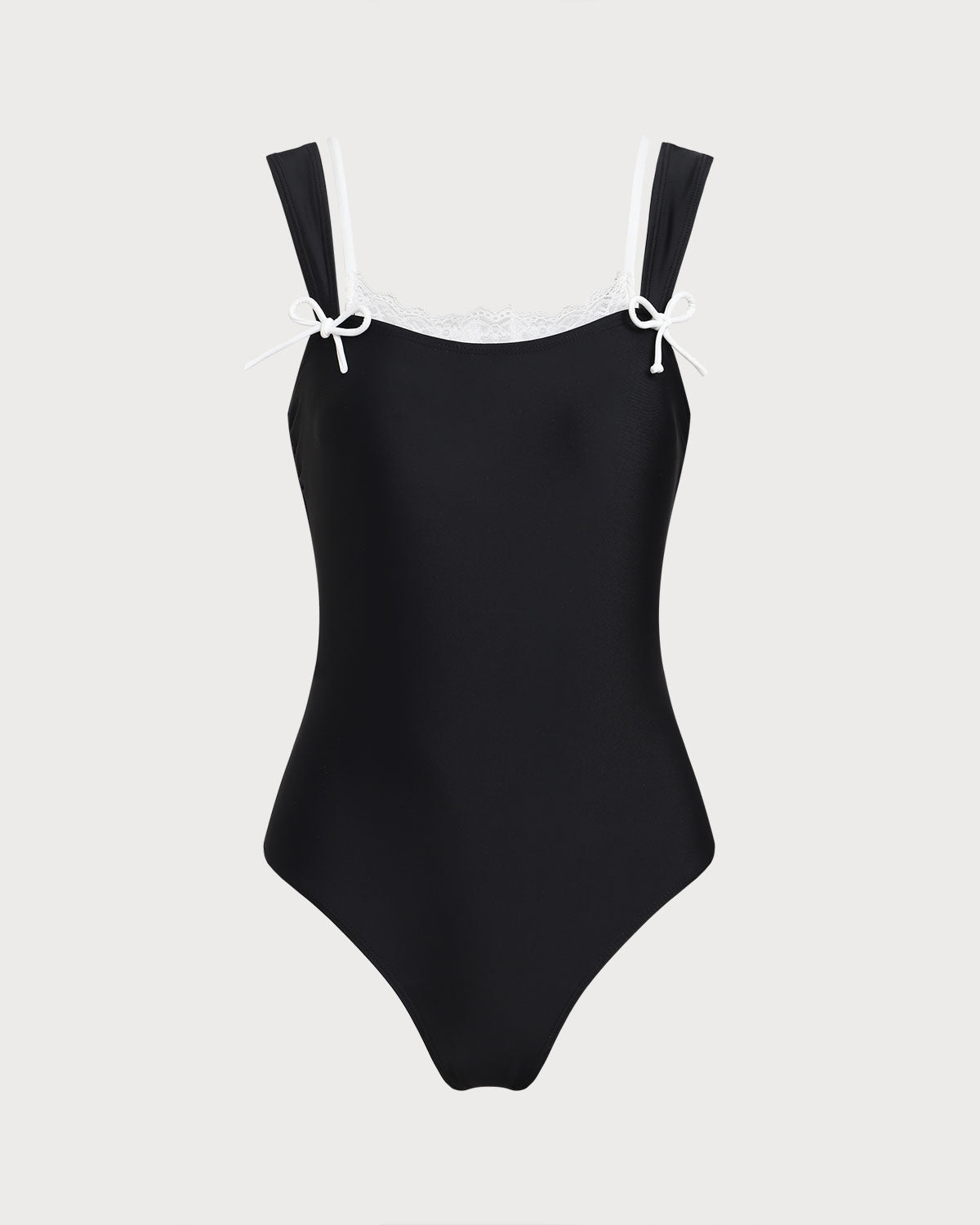 Siyah Contrast Dantelli Tek Parça Mayo Swimwear