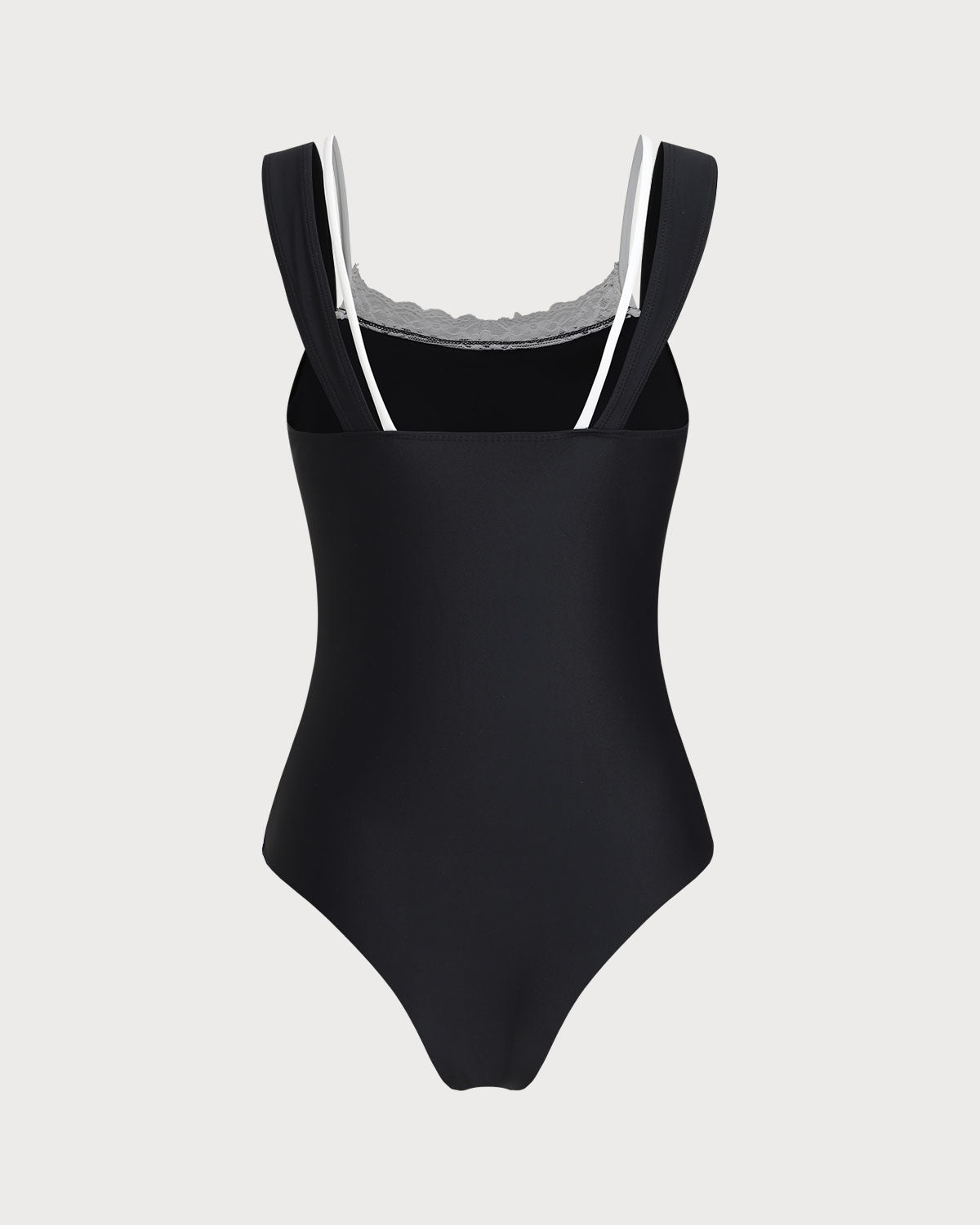 Siyah Contrast Dantelli Tek Parça Mayo Swimwear