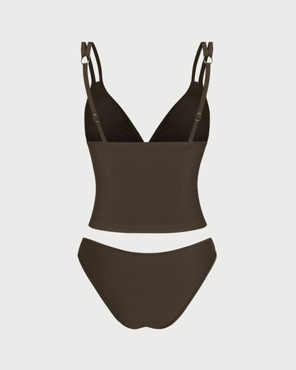 Kahve Yüksek Esnek Tankini Set