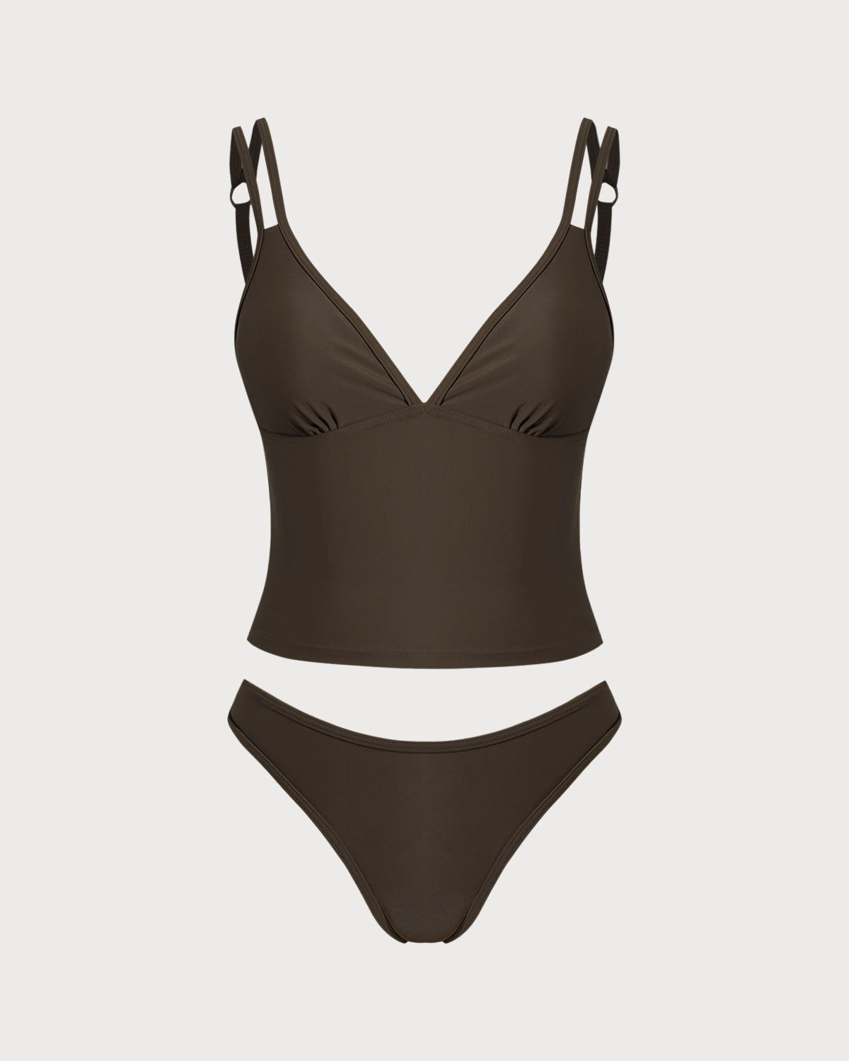 Kahve Yüksek Esnek Tankini Set