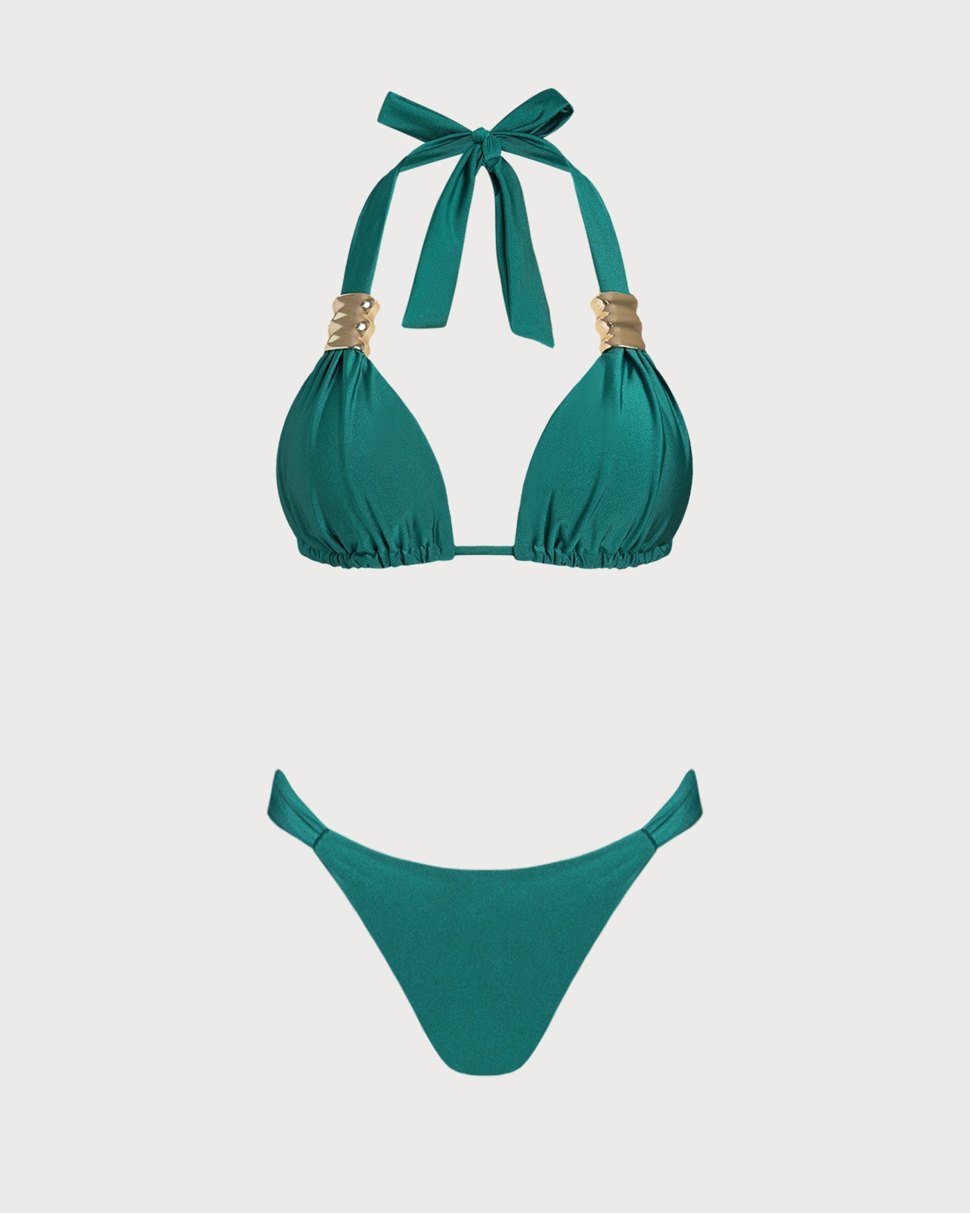 Yeşil Boyundan Bağlamalı Üçgen Bikini Takımı