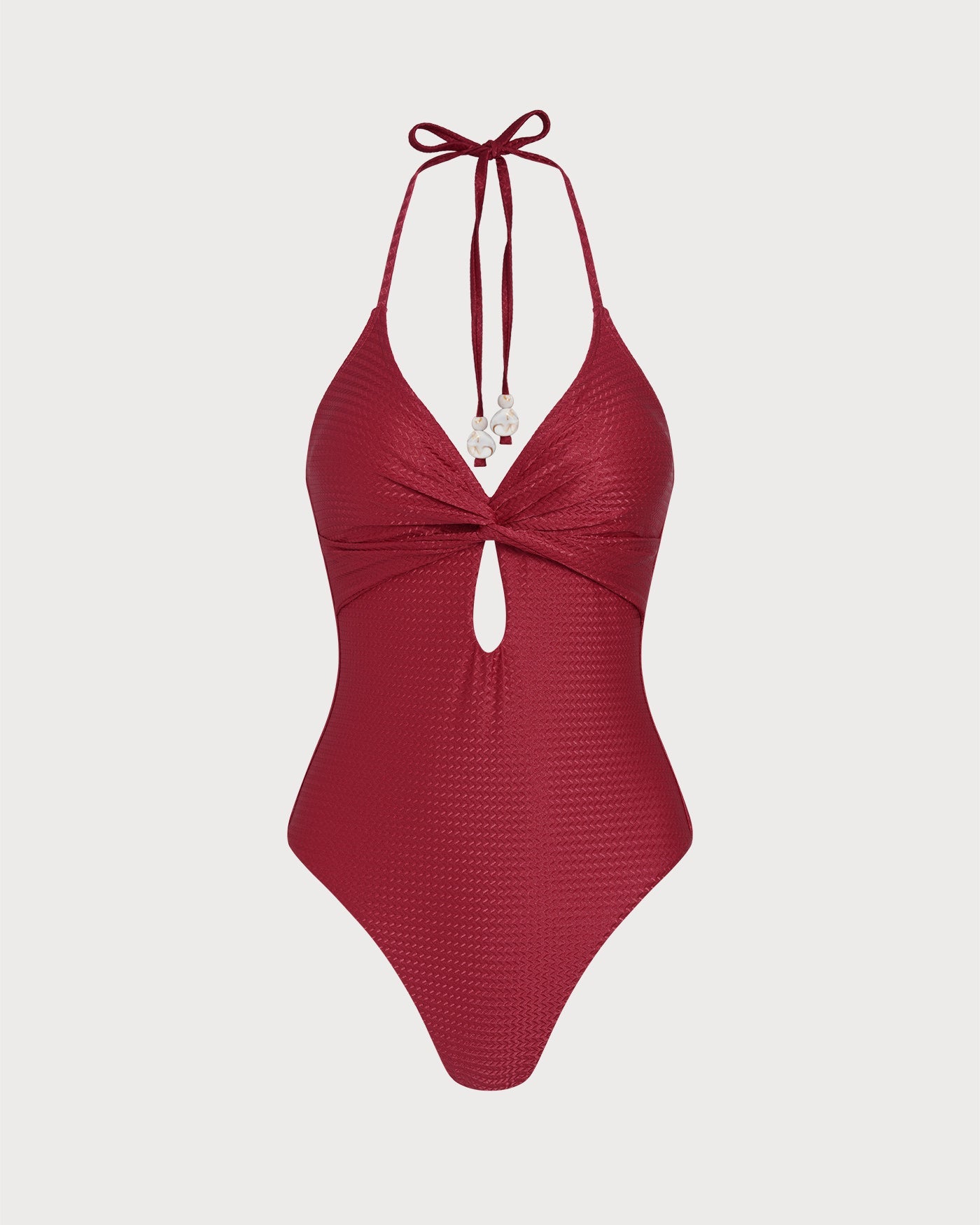 Kırmızı Boyundan Bağlamalı Bralet Tek Parça Mayo Swimwear