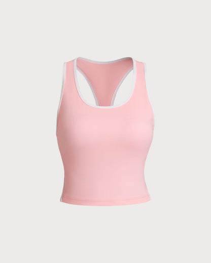 Pembe U Yaka Yoga Atlet - Hafif Destekli