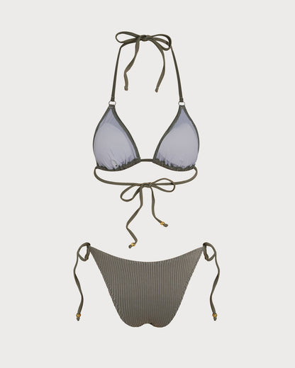 Yeşil Çizgili Üçgen Bikini Takımı