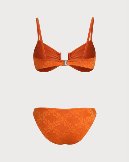 Turuncu Jakarlı Bralet Bikini Takımı