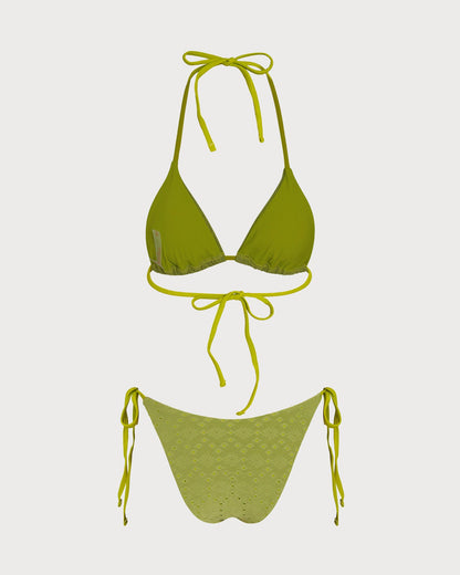 Yeşil Dokulu Üçgen Bikini Takımı