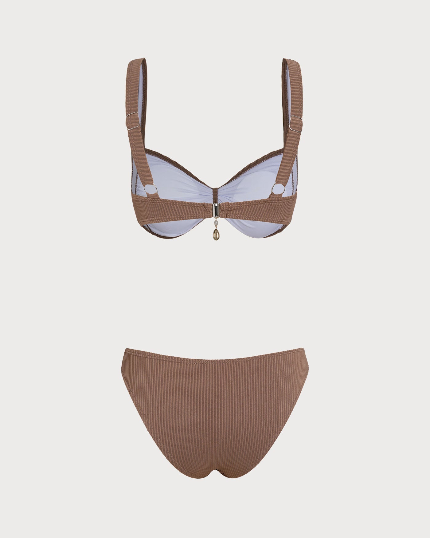 Kahverengi Çizgili Üçgen Bikini Takımı