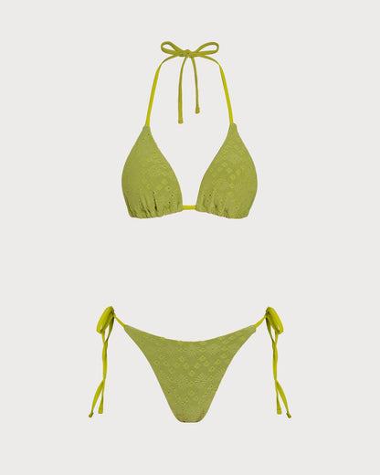 Yeşil Dokulu Üçgen Bikini Takımı