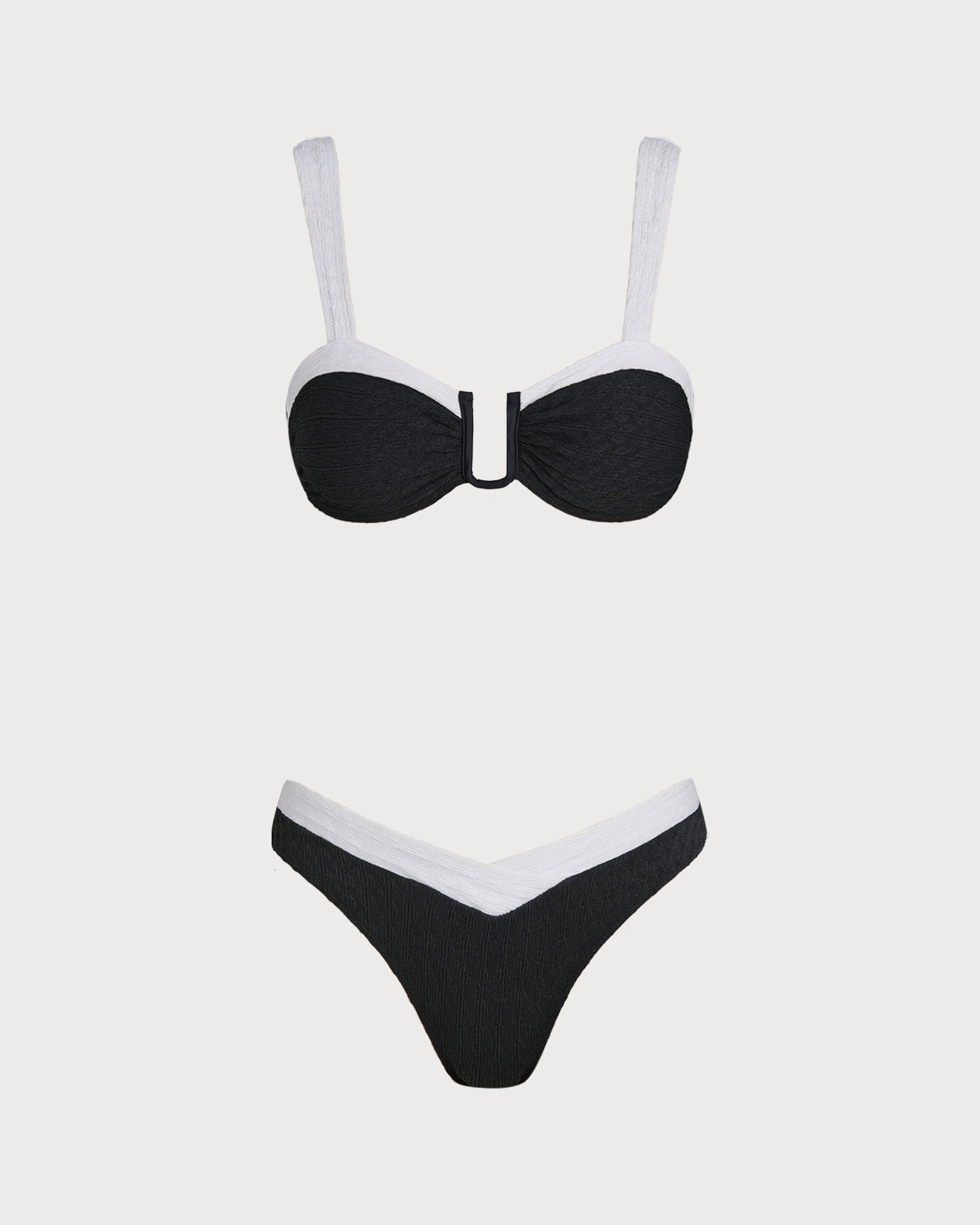 Siyah Contrast U Yaka Üçgen Bikini Takımı