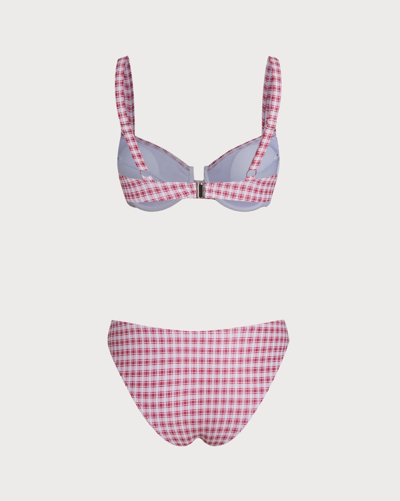 Kırmızı Ekoseli Balenli Bikini Takımı