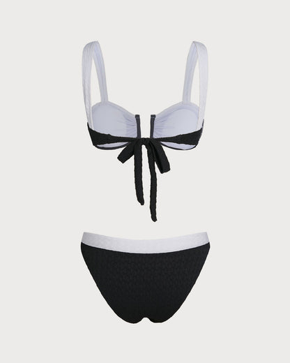 Siyah Contrast U Yaka Üçgen Bikini Takımı